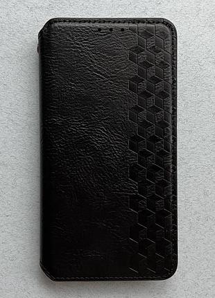 Samsung galaxy s25 чехол-книжка wave cubic rubic case чёрный высококачественная искусственная кожа слоты для карт