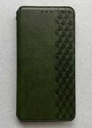 Samsung galaxy s25 ultra чехол-книжка wave cubic rubic case зелёный высококачественная искусственная кожа слоты для карт