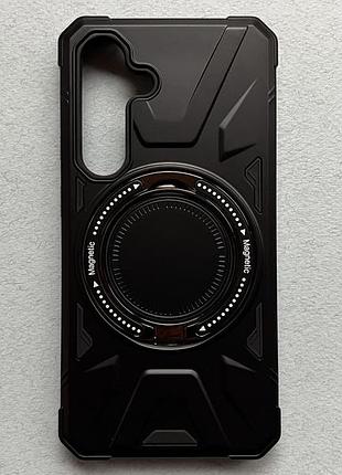 Samsung galaxy s24 чохол wave iron grip with magnetic ring протиударний, чорний, матовий пластик