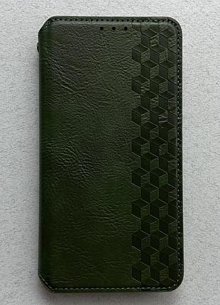 Samsung galaxy s25 чехол-книжка wave cubic rubic case зелёный высококачественная искусственная кожа слоты для карт