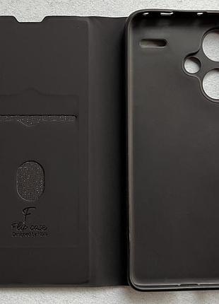 Xiaomi redmi 14 pro+ чохол-книжка "fibra" чорний, високоякісна штучна шкіра, слоти для кредитних карток