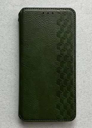 Samsung galaxy s25+ чехол-книжка wave cubic rubic case зелёный высококачественная искусственная кожа слоты для карт