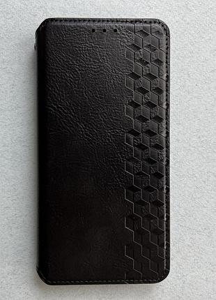 Samsung galaxy s25+ чехол-книжка wave cubic rubic case чёрный высококачественная искусственная кожа слоты для карт