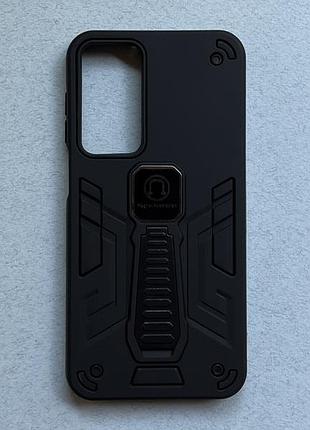 Samsung galaxy a16 5g чехол armor magnetic противоударный, черный, матовый пластик с ножкой подставкой