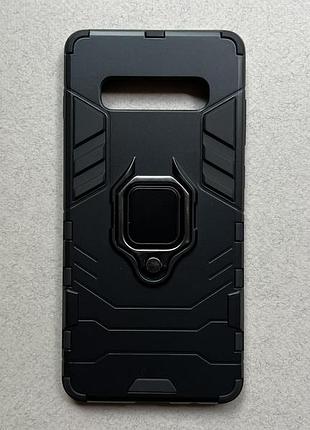 Samsung galaxy s10+ чехол iron grip with magnetic safe противоударный, черный, матовый пластик