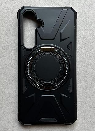 Samsung galaxy s25+ чехол wave iron grip with magnetic ring противоударный, черный, матовый пластик
