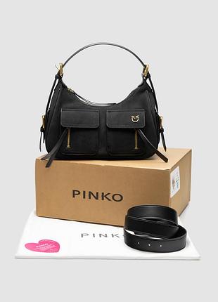 Сумка pinko suede cargo shoulder bag black/gold