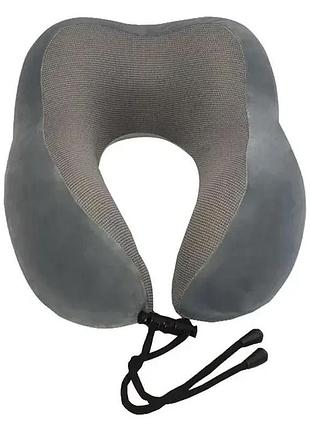Подушка для подорожей ергономічна memory foam velur grey top shop ua_