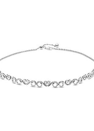 Срібне намисто-чокер pandora «ажурні серця» 397129cz-38