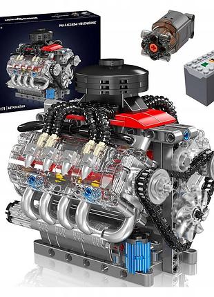 Конструктор двигун v8 chevrolet chevy lsx454 mould king моторозований дитячий мотор шевроле, 487 деталей