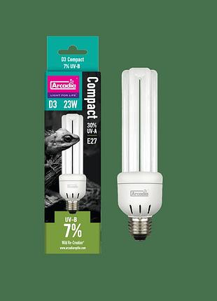 Arcadia d3 compact bulb 7% uvb 23 watt (r2100270) ультрафиолетовая лампа для рептилий