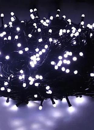 Світлодіодна гірлянда нитка 201 led біла (чорний дріт) top shop ua_