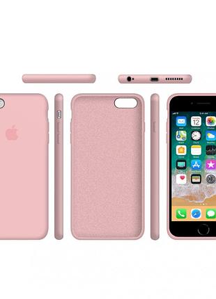 Чехол для iphone 6 6s силиконовый с микрофиброй soft touch закрытый низ silicone case light pink
