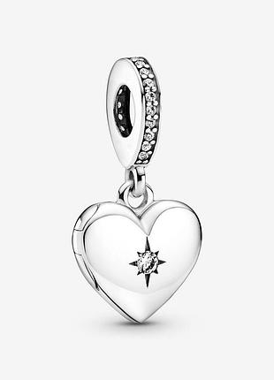 Серебряный шарм пандора пандора openable heart locket danglemastersem