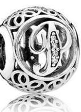 Серебряный шарм пандора «буква p» 791860czmastersem