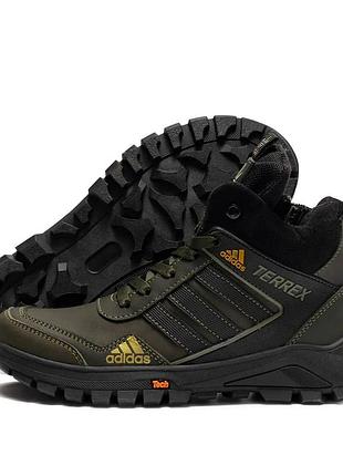 Подростковые зимние ботинки для мальчика adidas winter terrex green, зимние высокие кожаные ботинки адидас 37