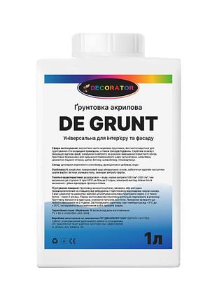 Ґрунтовка глибокого проникнення тм decorator degrunt 1л mastersem