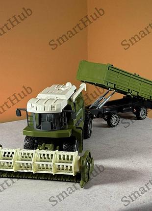 Комбайн на пульті управління harvester з причепом. комбайн на радіокеруванні. трактор на радіоуправлінні