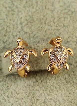 Сережки дитячі xuping jewelry черепашка золотисті