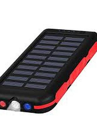 Повербанк на солнечной батарее 4000 mah с фонариком и карабином (черный)
