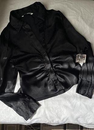 Атласна чорна блуза від zara
