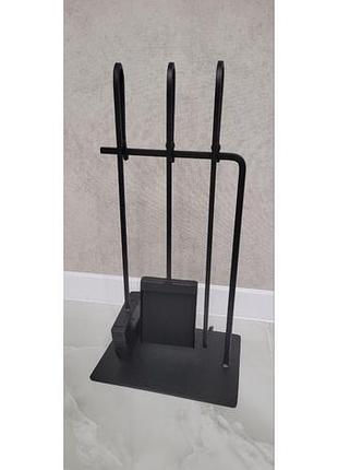 Каминный комплект с подставкой лофт черный (3 элемента) 2