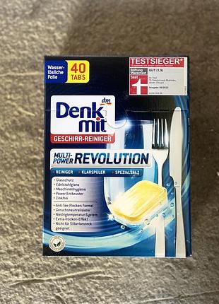 Таблетки для посудомийної машини denkmit power revolution, 40 шт