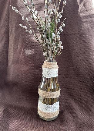Декоративна скляна ваза в стилі вінтаж hand made