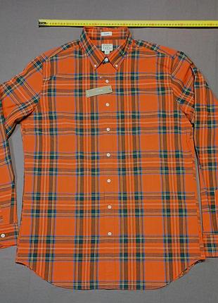 Воротник 44 см j.crew size l secret wash shirting мужская рубашка в клетку цвет паленомаранжевый 
98% organic cotton 2% elastane