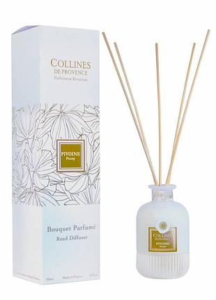 Аромадиффузор пион 200 мл collines de provence pivoine, цветочный аромат для дома, франция