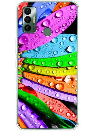 Чехол силиконовый с картинкой на tecno spark 7 (цветные листья)