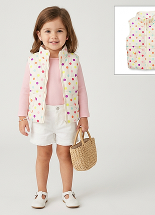 Жилетка для дівчинки жилет безрукавка на флісі горошок яскрава