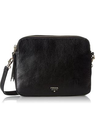 Fossil sydney crossbody чорна шкіряна сумка крос боді бананка через плече базова повсякденна маленька жіноча
