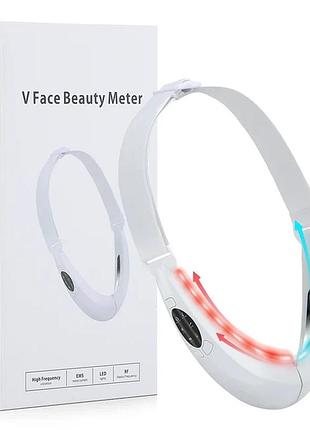 Массажер для подтяжки лица v-line lift belt skincare: микротоки, нагрев, фототерапия