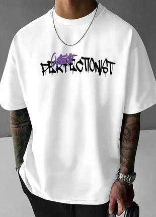 Мужская футболка oversize “perfectionist bear” (белая, xl)