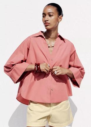 Рубашка с широкими рукавами оверсайз зара zara
