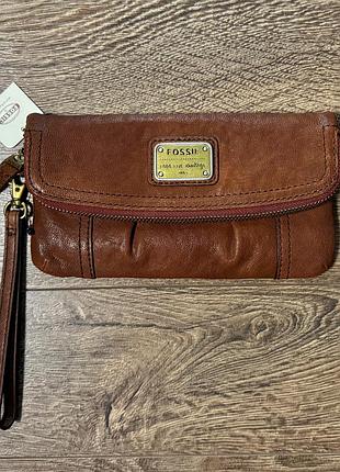 Винтажный кожаный кошелёк fossil .