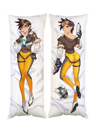 Подушка дакимакура трейсер овервотч overwatch декоративная ростовая подушка для обнимания двусторонняя