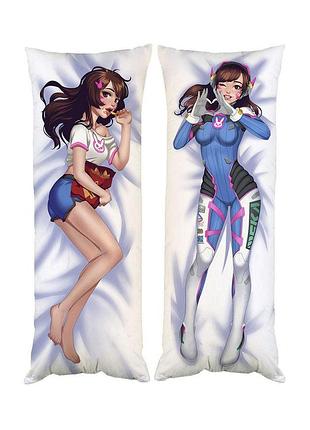 Подушка дакімакура d.va овервотч overwatch декоративна ростова подушка для обіймання двостороння