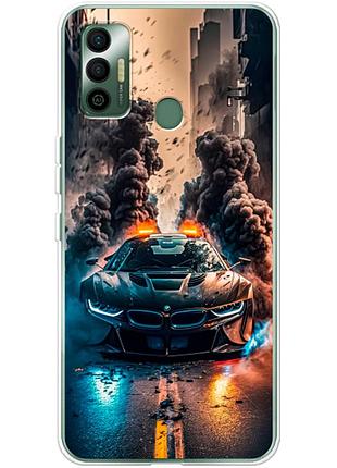 Чехол силиконовый с картинкой на tecno spark 7 (машина bmw i8)