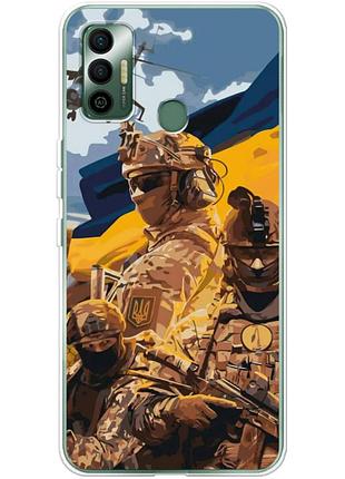 Чехол силиконовый с картинкой на tecno spark 7 (патриотический, воины всу)