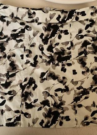 Юбка h&m, euro 40,  xl, в цветы, черно-белая, спідниця