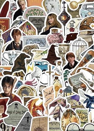 Наклейки гарри поттер набор 100 шт harry potter сувенир стикеры герои и символы хогвартс подарок фанатам