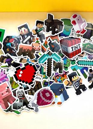 Набір стікери наклейки minecraft 50 шт. гра герої майнкрафт стік для дітей на телефон-казані