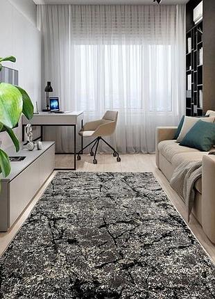 Ковер серый 1.2 х 1.8 м с низким ворсом soft shine grey+beige 02624b