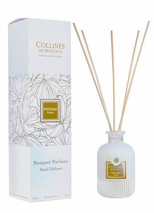 Аромадиффузор пион 200 мл collines de provence pivoine, цветочный аромат для дома, франция