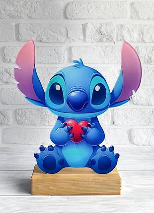Детский ночник стич с сердечком / stitch