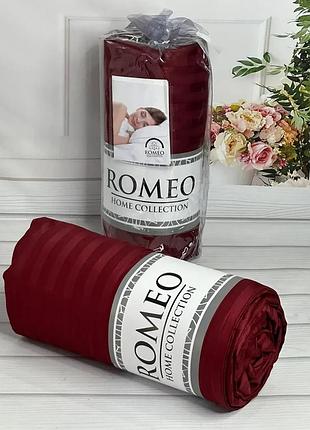 Простынь сатиновая на резинке с наволочками romeo home 160х200 см бордовая