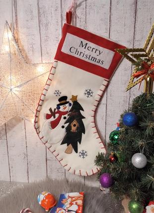 Украшение для дома мешок носочек снеговик новогодний носок для подарков 🎁