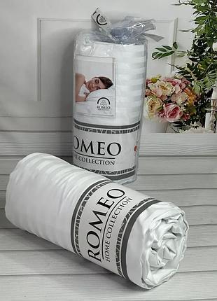 Простынь сатиновая на резинке с наволочками romeo home 180 на 200 см белая